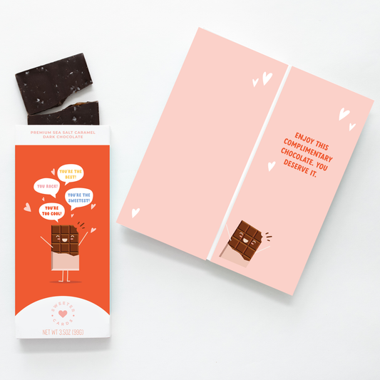 "Complimentary" Chocolate + Thank You Greeting Card in One