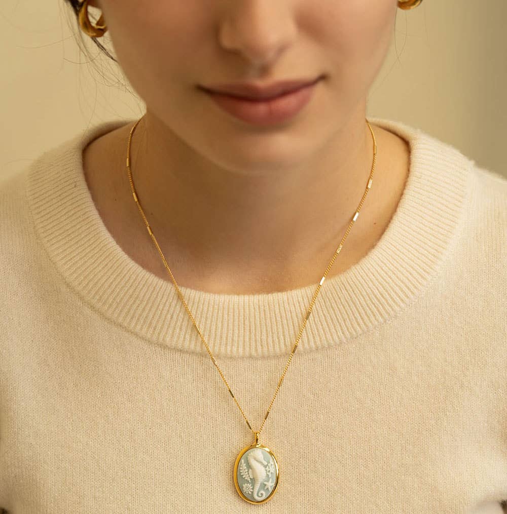 Amano Studio - Seahorse Vintage Cameo Necklace