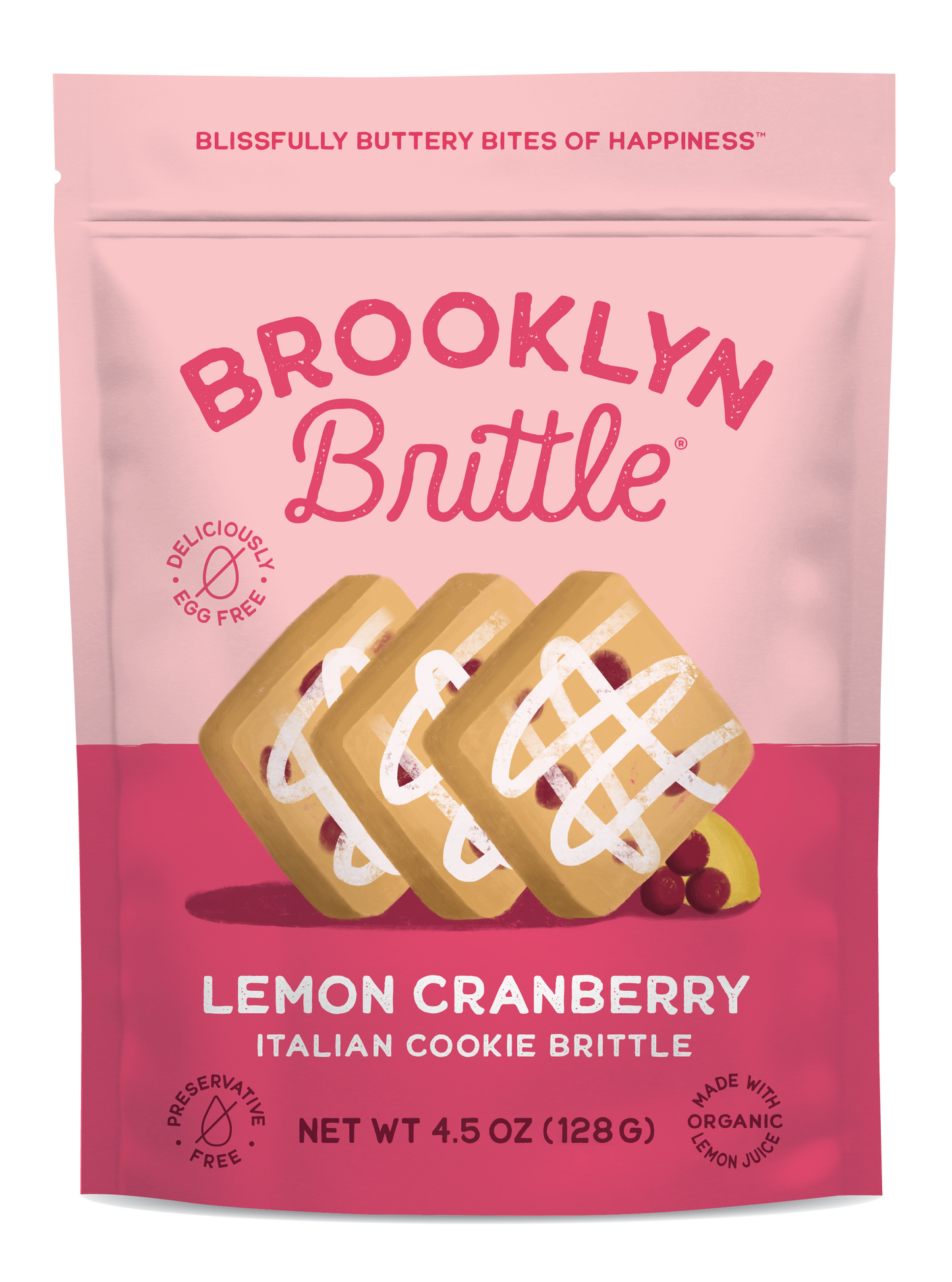 Italian Cookie Brittle – Lemon Cranberry | Pouch Bag