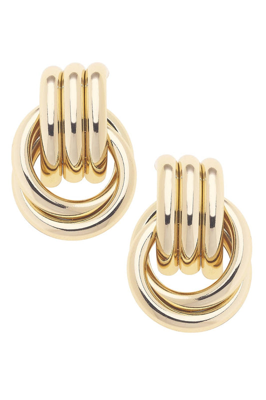 Goldie Vintage Knot Earrings in Shiny Gold