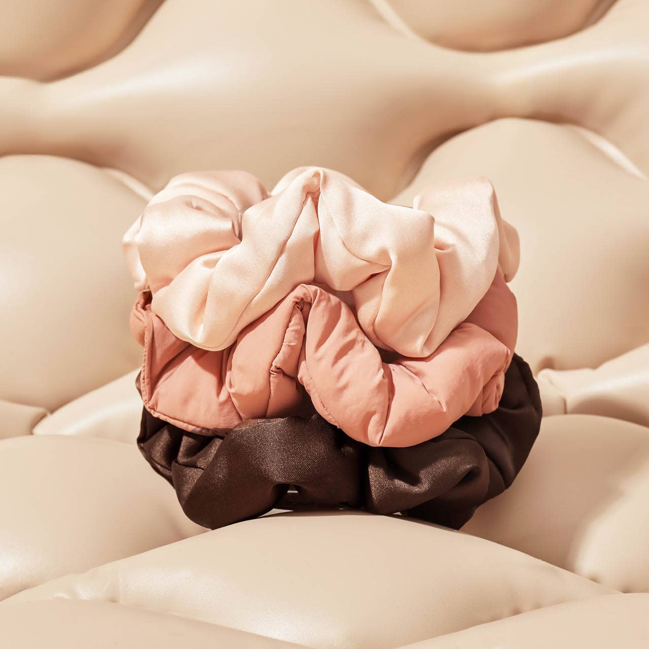 KITSCH - Recycled Fabric Cloud Scrunchies 3pc Set - Rosewood