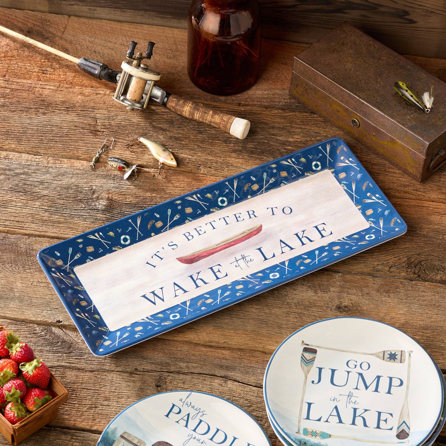 Wake At the Lake Melamine Rectangular Platter 19" x 8"