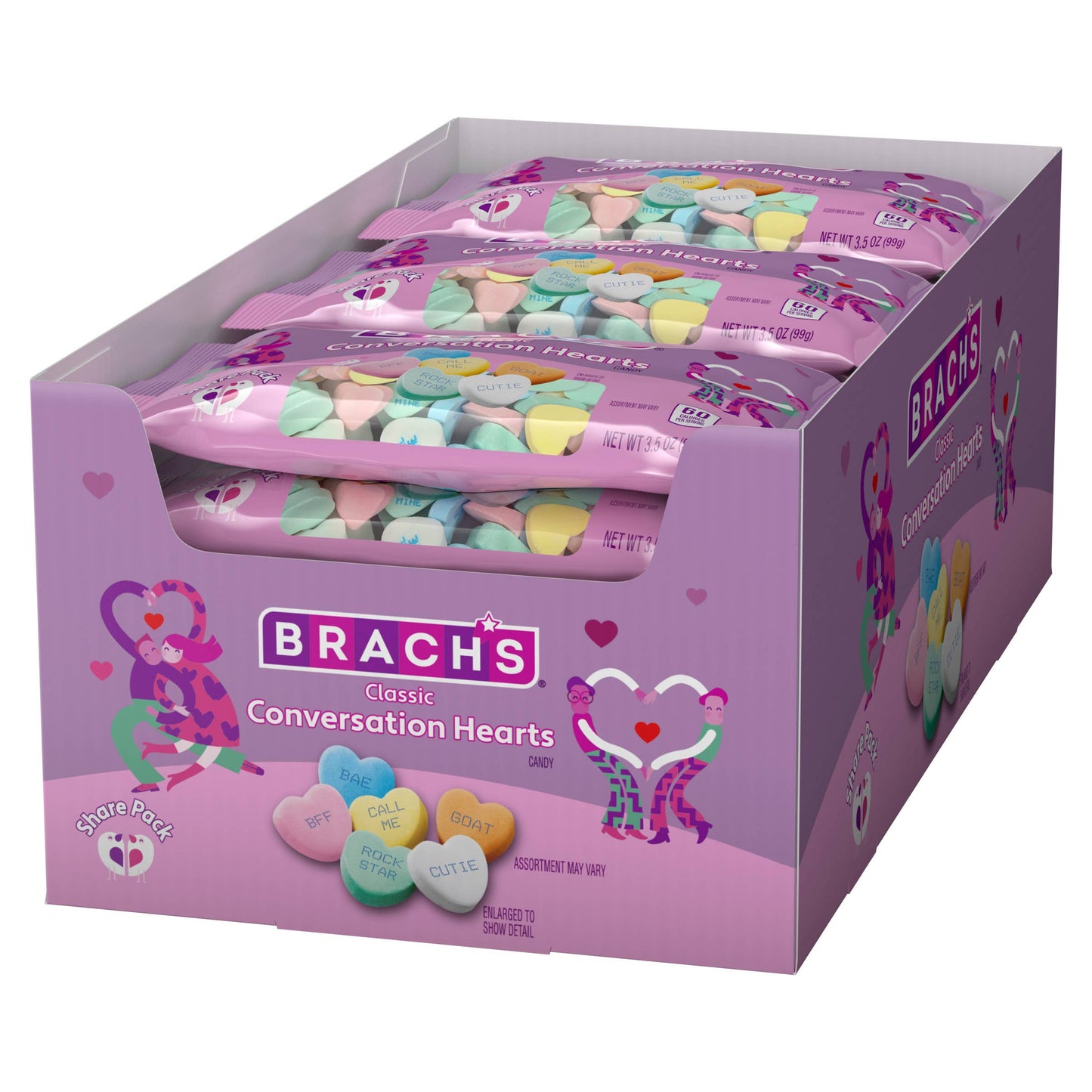 Grandpa Joe's Candy Shop - Brach's Tiny Conversation Hearts Share Pack, 3.5oz, 12ct