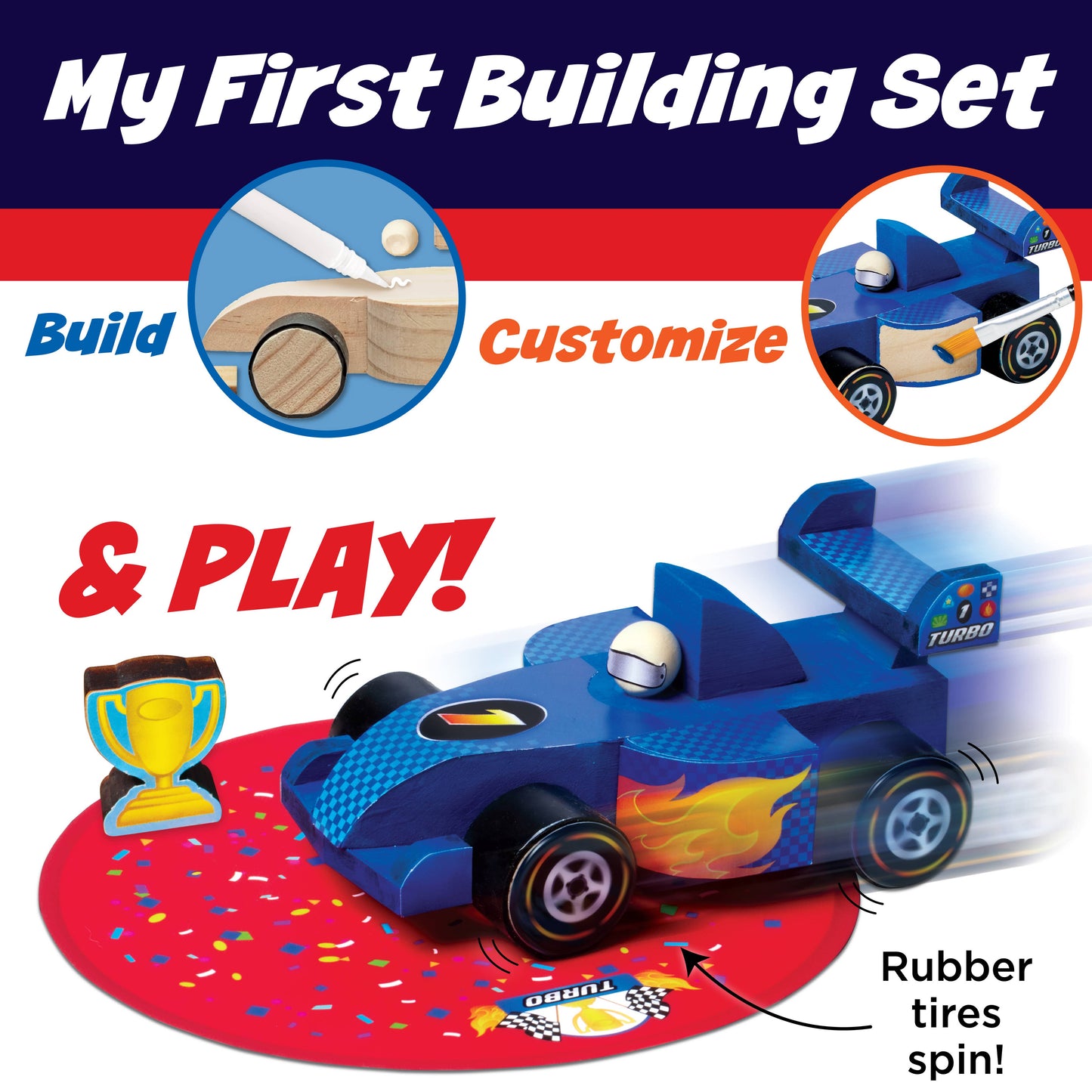 Faber-Castell / Creativity for Kids - Buildeez! Blaze Race Car - DIY Wooden Craft Kit for Kids