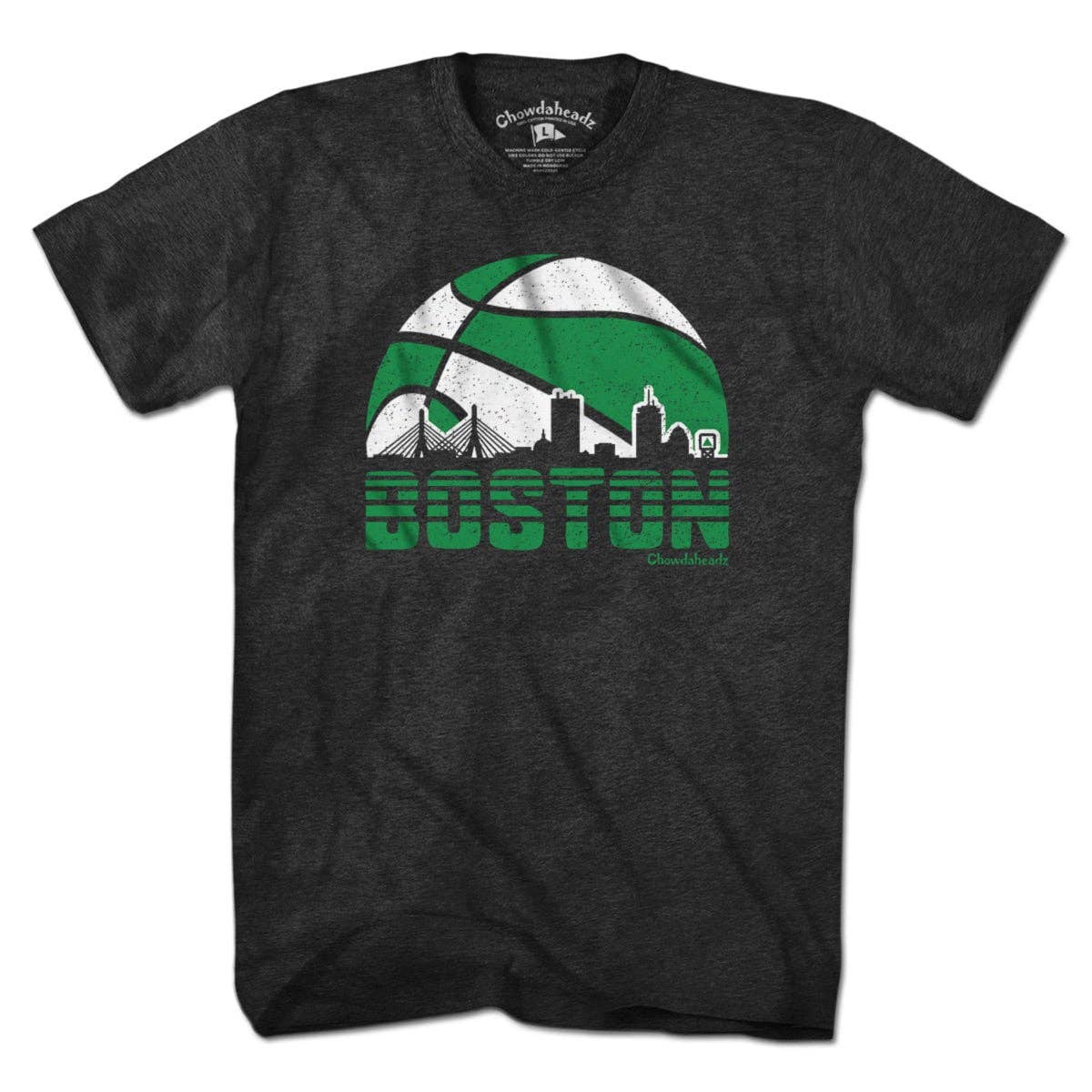 Boston Basketball Skyline T-Shirt | Charcoal / Long Sleeve / S