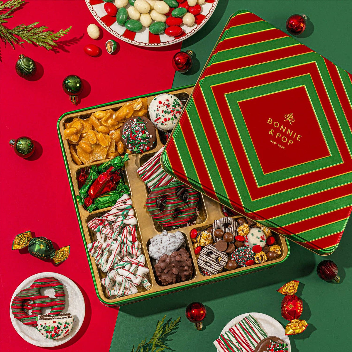 Christmas Tin with Assorted Holiday Treats- Extra Large