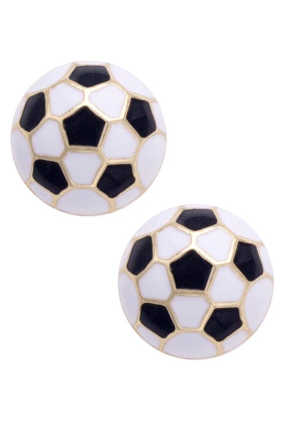 Canvas Style - Soccer Ball Enamel Stud Earrings in Black/White