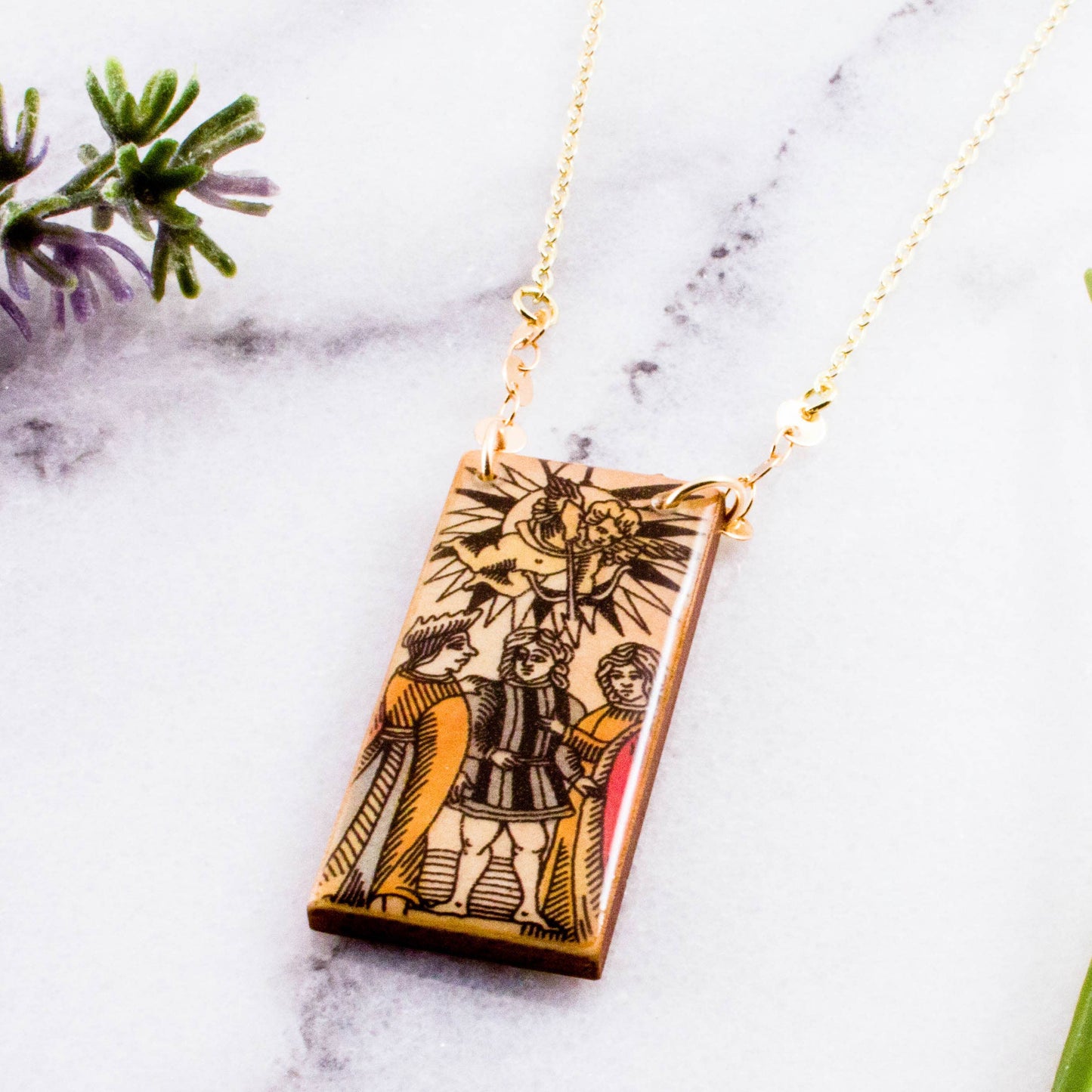 Vintage Italian Tarot Lovers Necklace