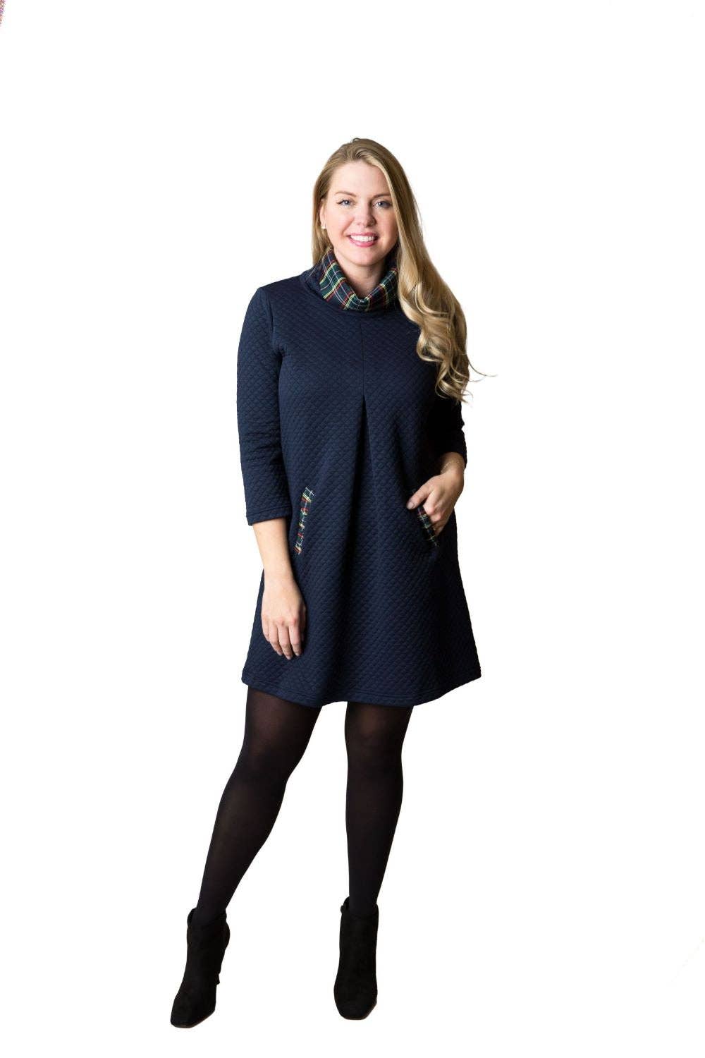 Top It Off - Quilted Ruby Dress with  Plaid Accents - Fall 2024: Red / Large