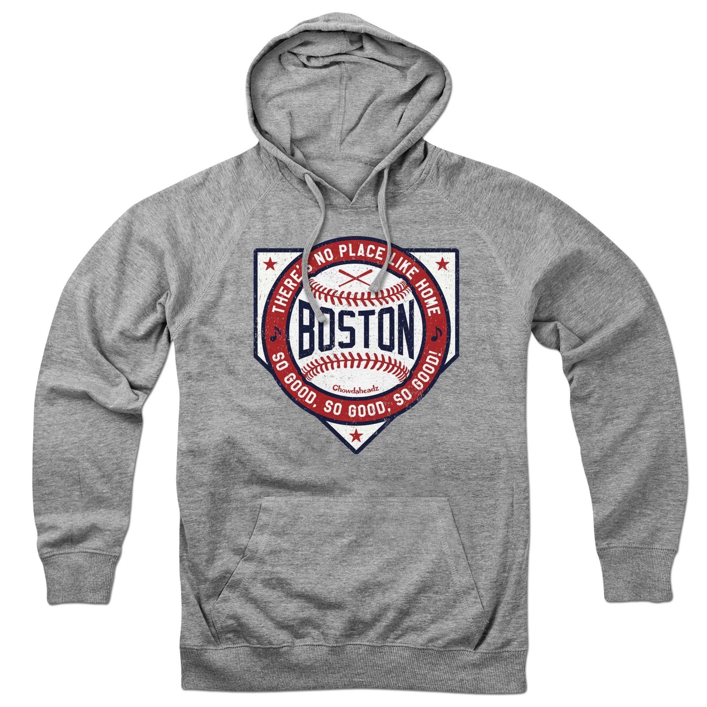 Boston There's No Place Like Home Baseball Hoodie: S / Gray/Chowdaheadz