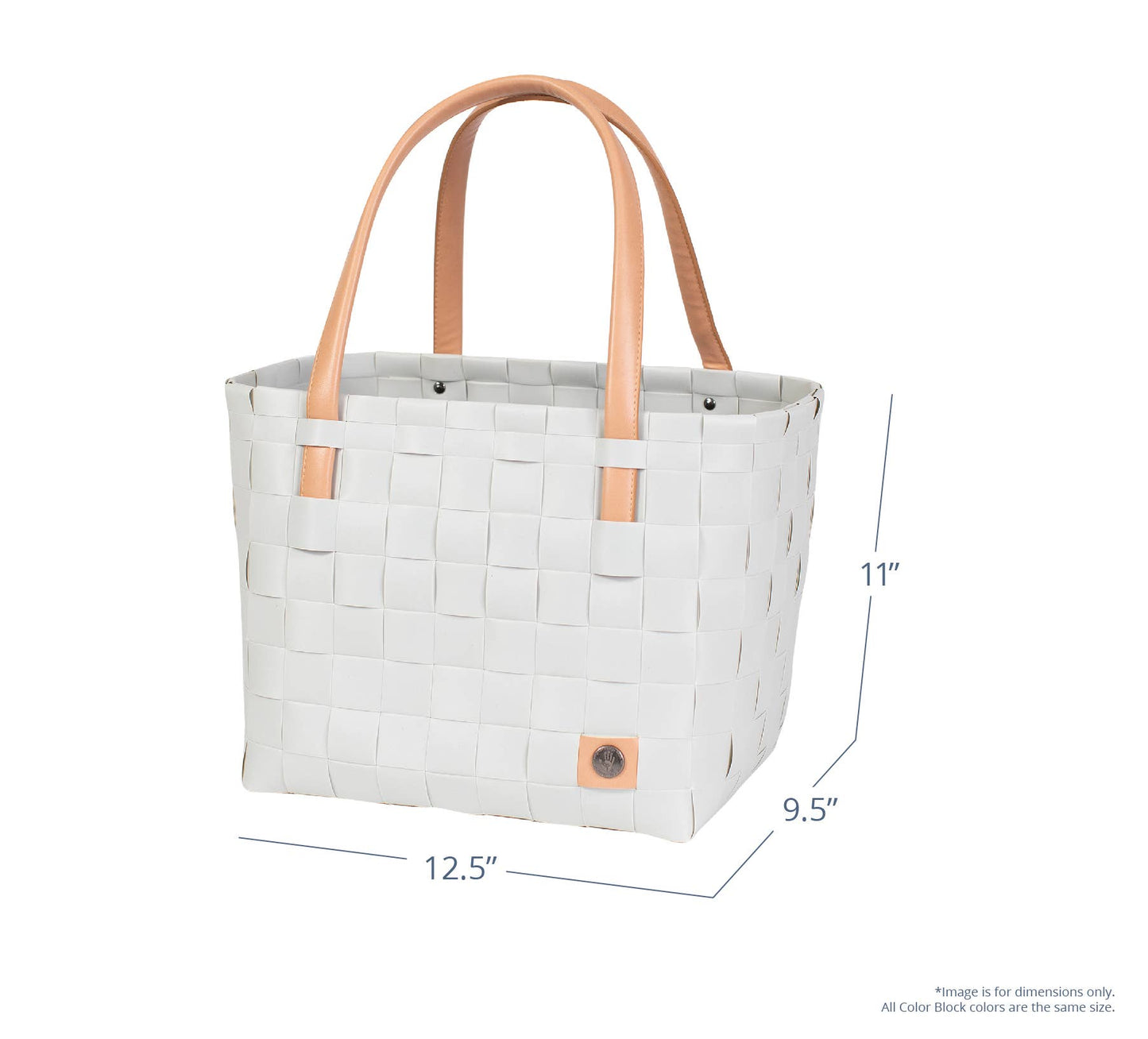 Color Block Recycled Handwoven Tote Bag - Ecru White Mix