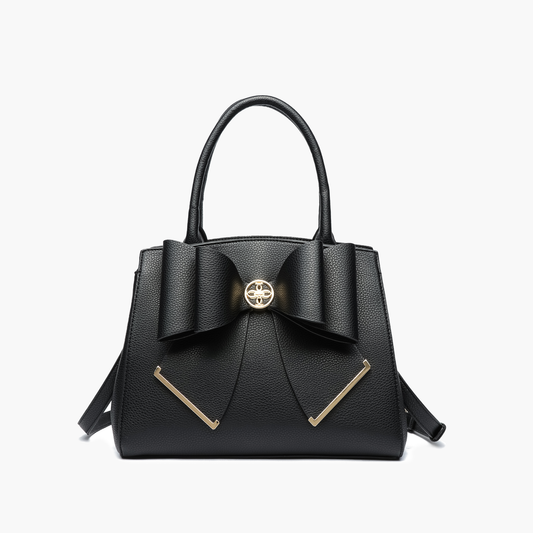 Poppy Bowtie Structured Top Handle Spring Shoulder Bag-  Beige