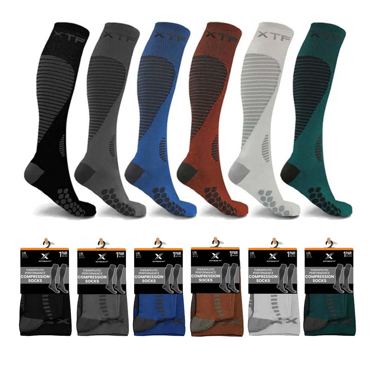 Knee-High Compression Socks - Large/X-Large (1 Pair- Assorted Designs)