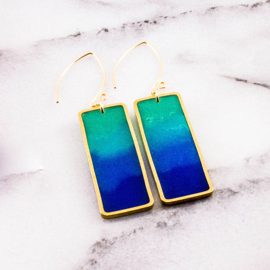 Aegean Brass Rectangle Earrings