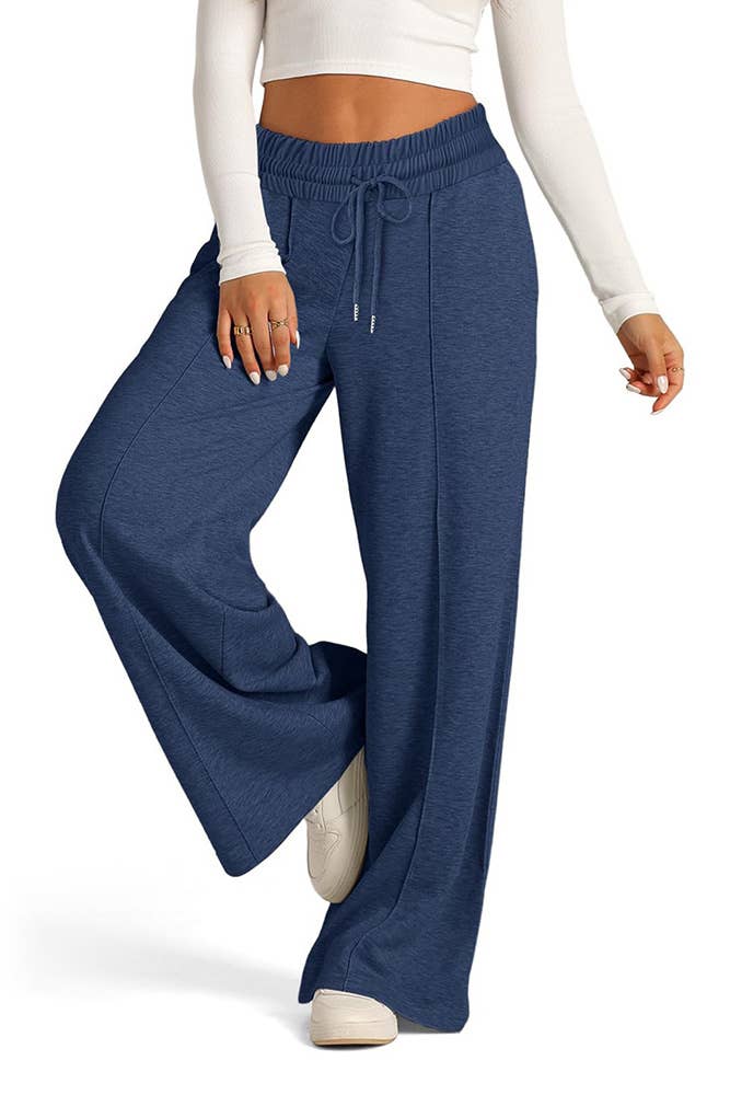 UNISHE - Solid Color Casual High Waist Wide Let Pants ZK2237