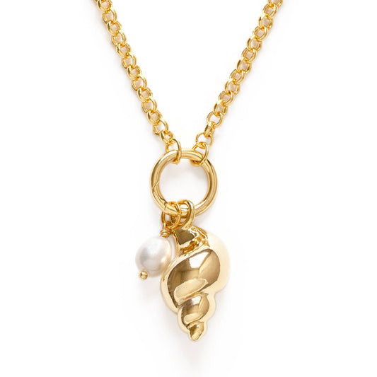 Conch Shell and Pearl Statement Necklace