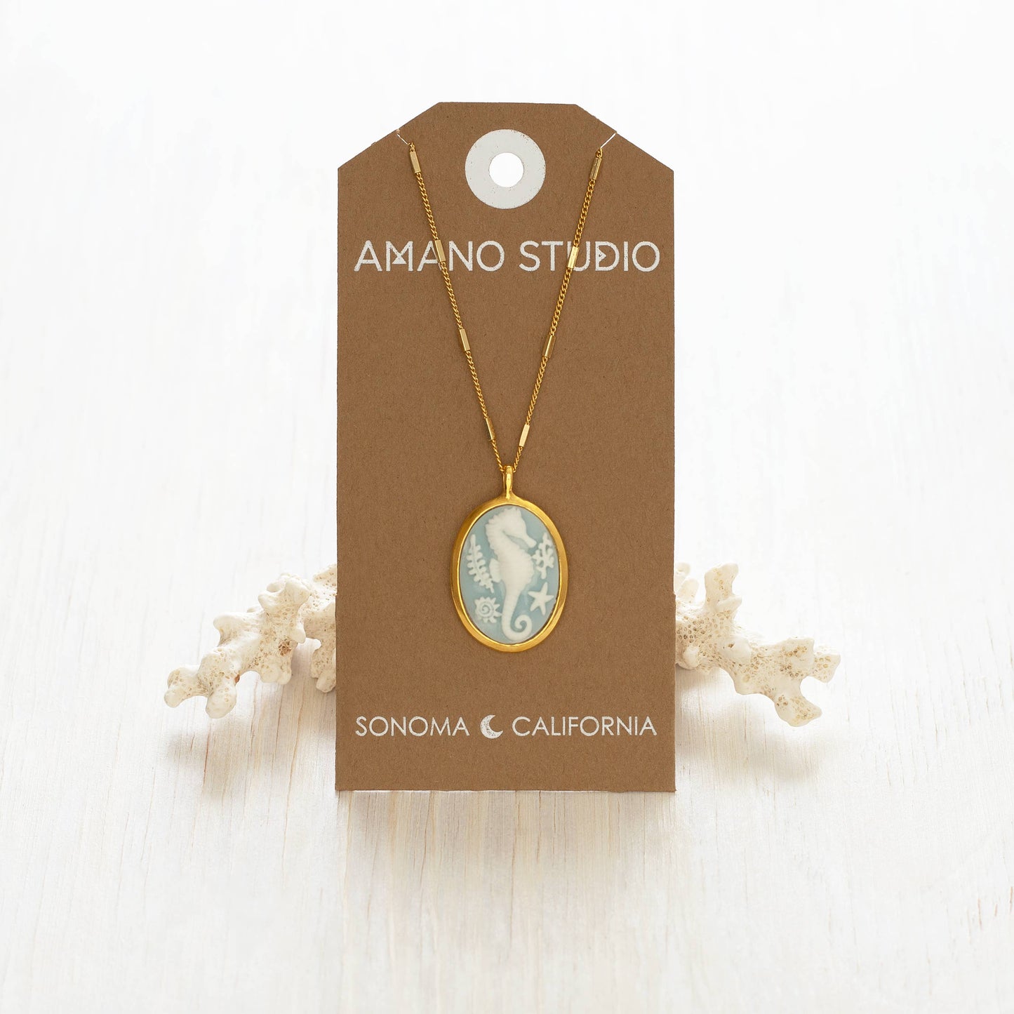 Amano Studio - Seahorse Vintage Cameo Necklace