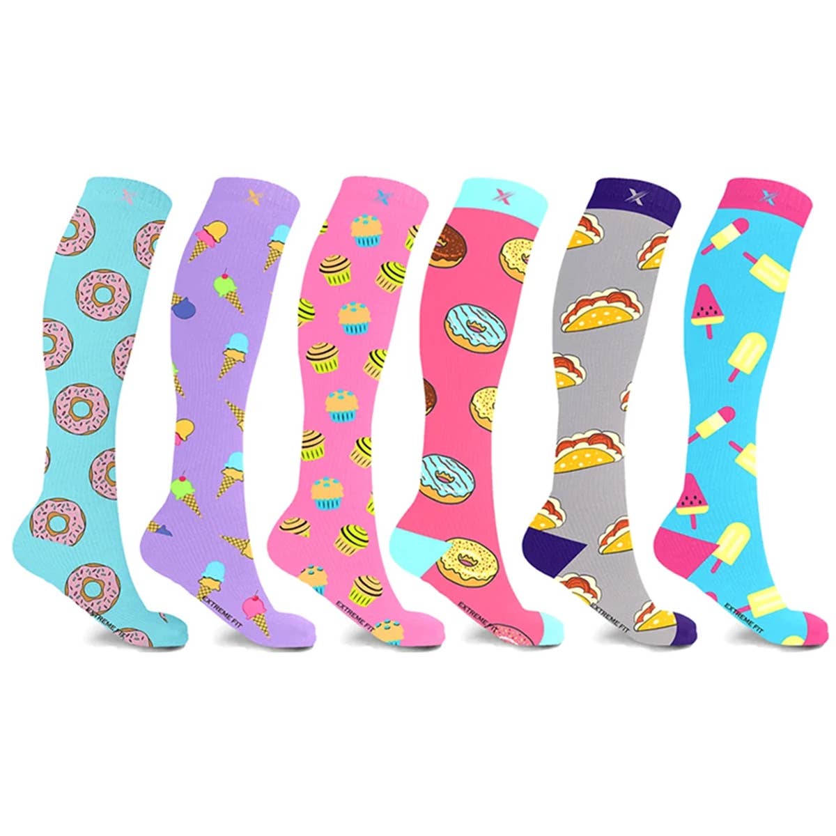 Extreme Fit Wholesale - NOVELTY COLLECTION COMPRESSION SOCKS - 6 ASST STYLES
