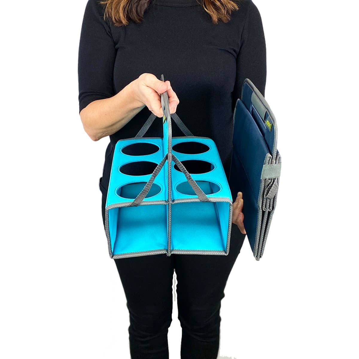 4 Cup Collapsible Reusable Drink Carrier - Marine Blue
