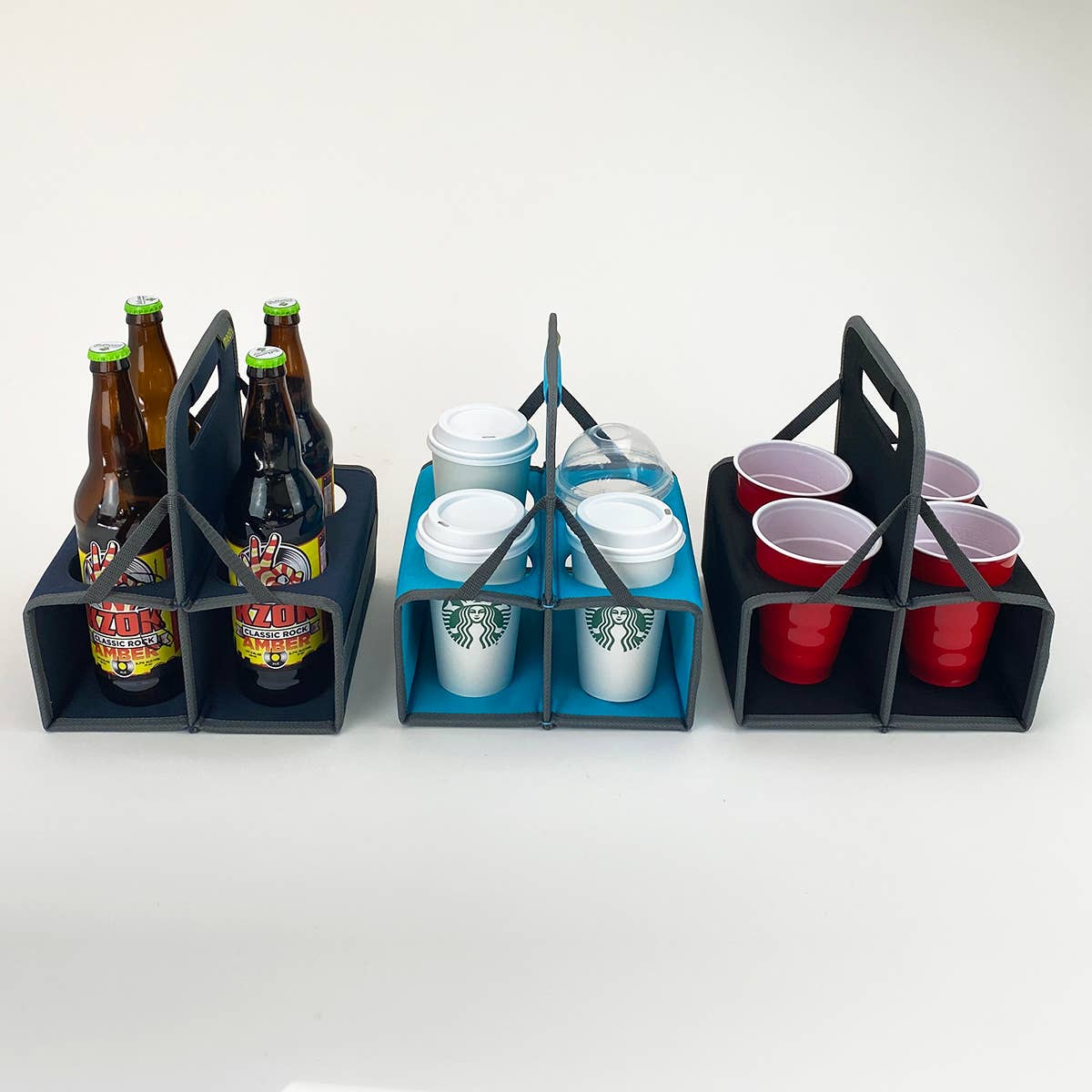 4 Cup Collapsible Reusable Drink Carrier - Marine Blue