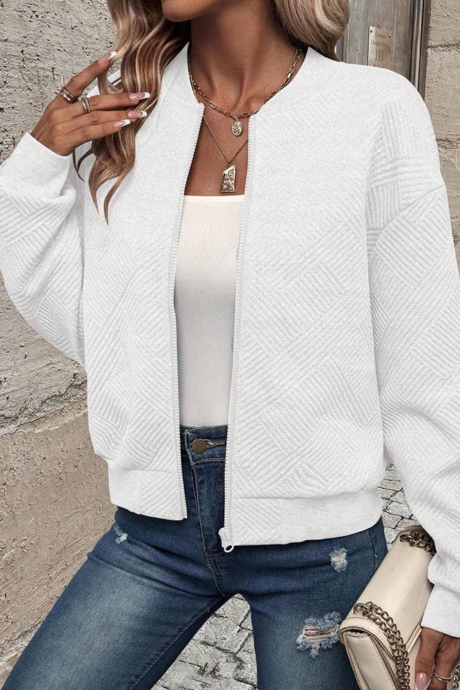 UNISHE - Solid Color Zipper Baseball Jacket GZDY034