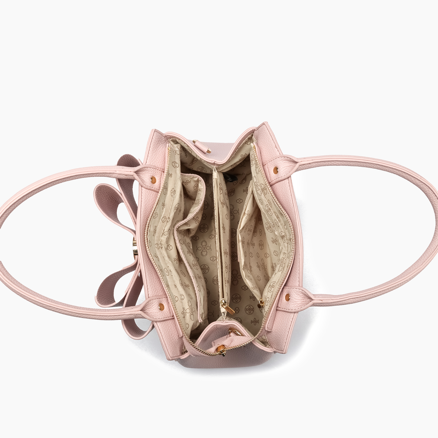 Poppy Bowtie Structured Top Handle Spring Shoulder Bag-  Beige