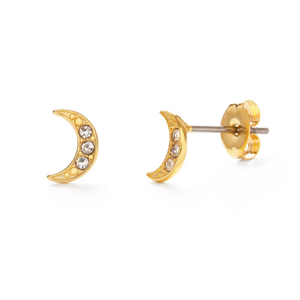 Amano Studio - Crescent Moon Crystal Stud Earrings