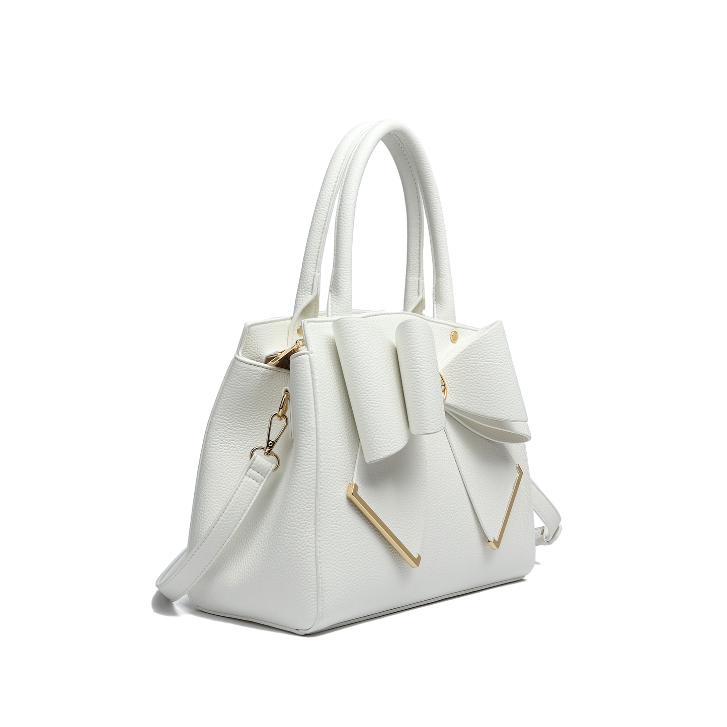 Poppy Bowtie Structured Top Handle Spring Shoulder Bag-  Beige