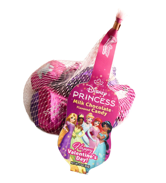 Disney Princess Milk Chocolate Hearts 3oz Mesh Bag