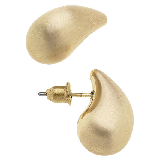 Icon Mini Puffed Teardrop Stud Earrings | Satin Gold