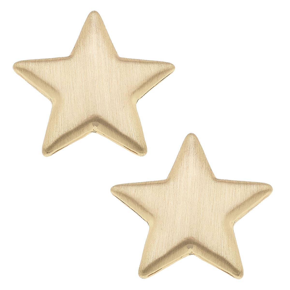 Icon Puffed Star Stud Earrings | Satin Gold
