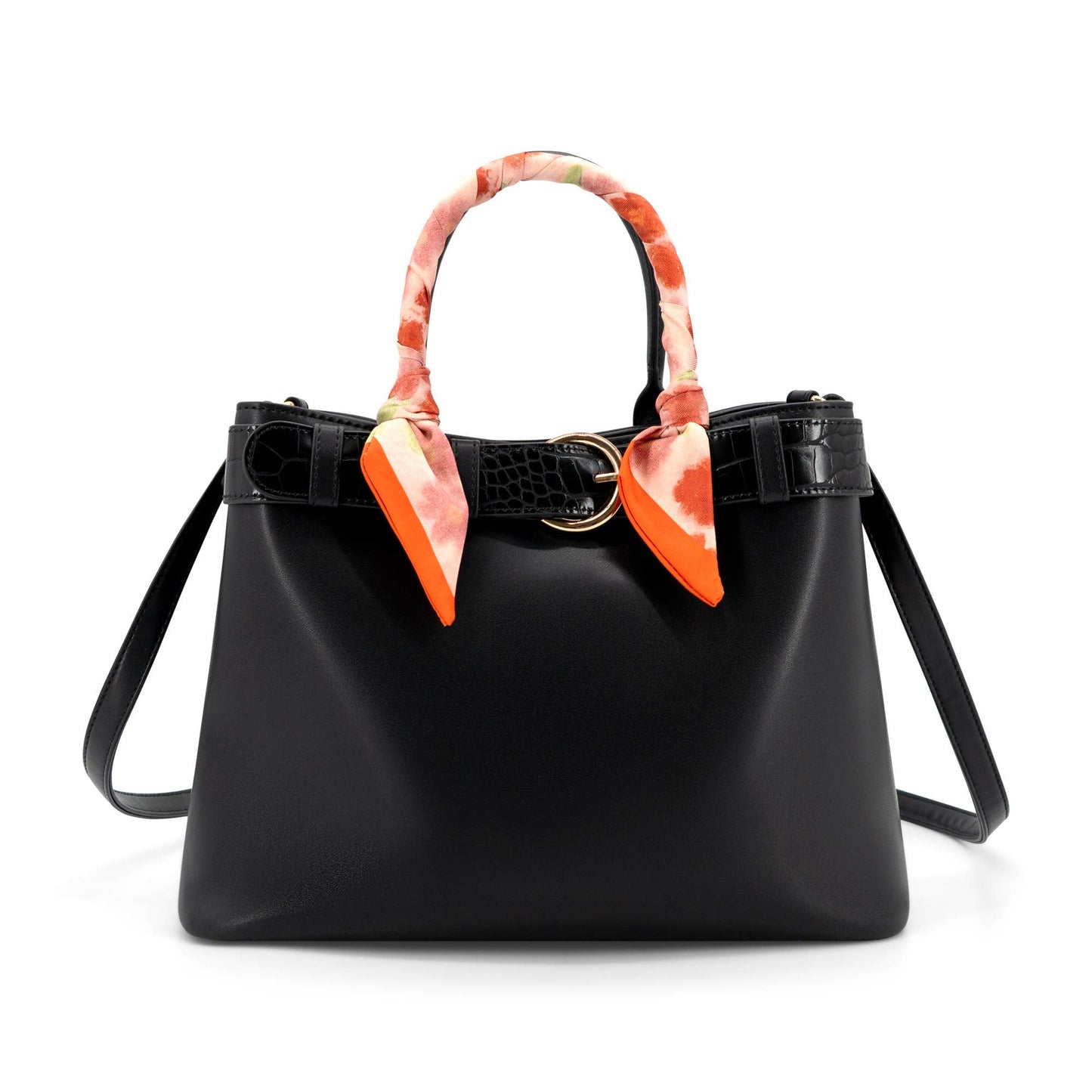 Mila Spring Scarf Mini Satchel Handbag - White