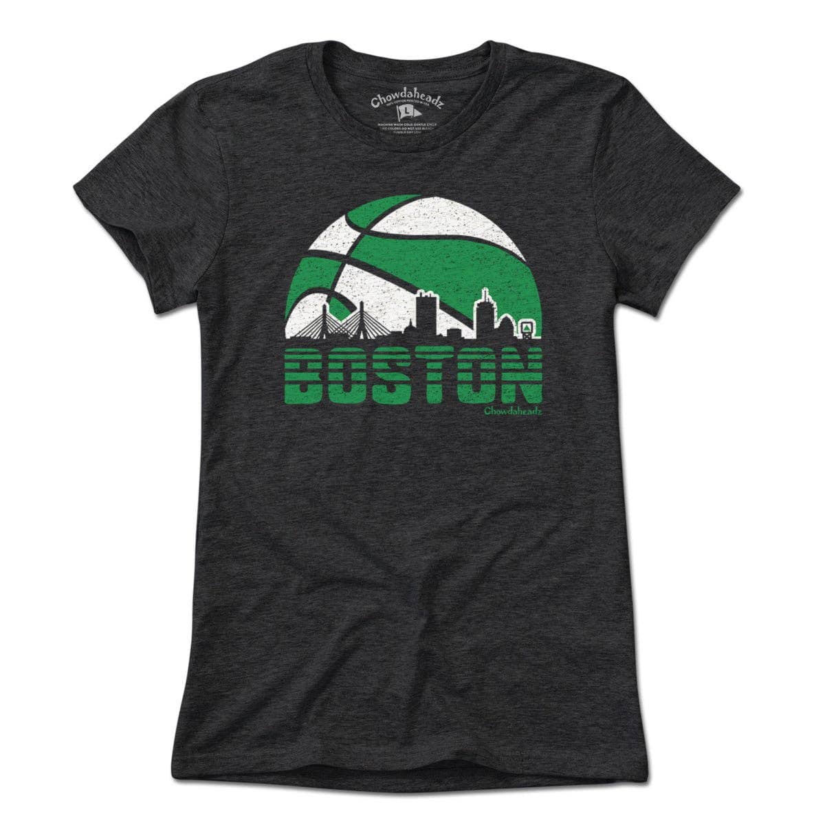 Boston Basketball Skyline T-Shirt | Charcoal / Long Sleeve / L