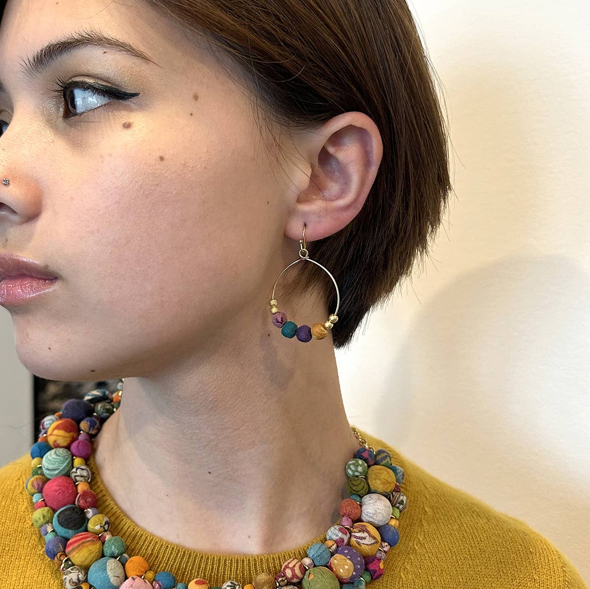 WorldFinds - Kantha Petite Gilded Hoops