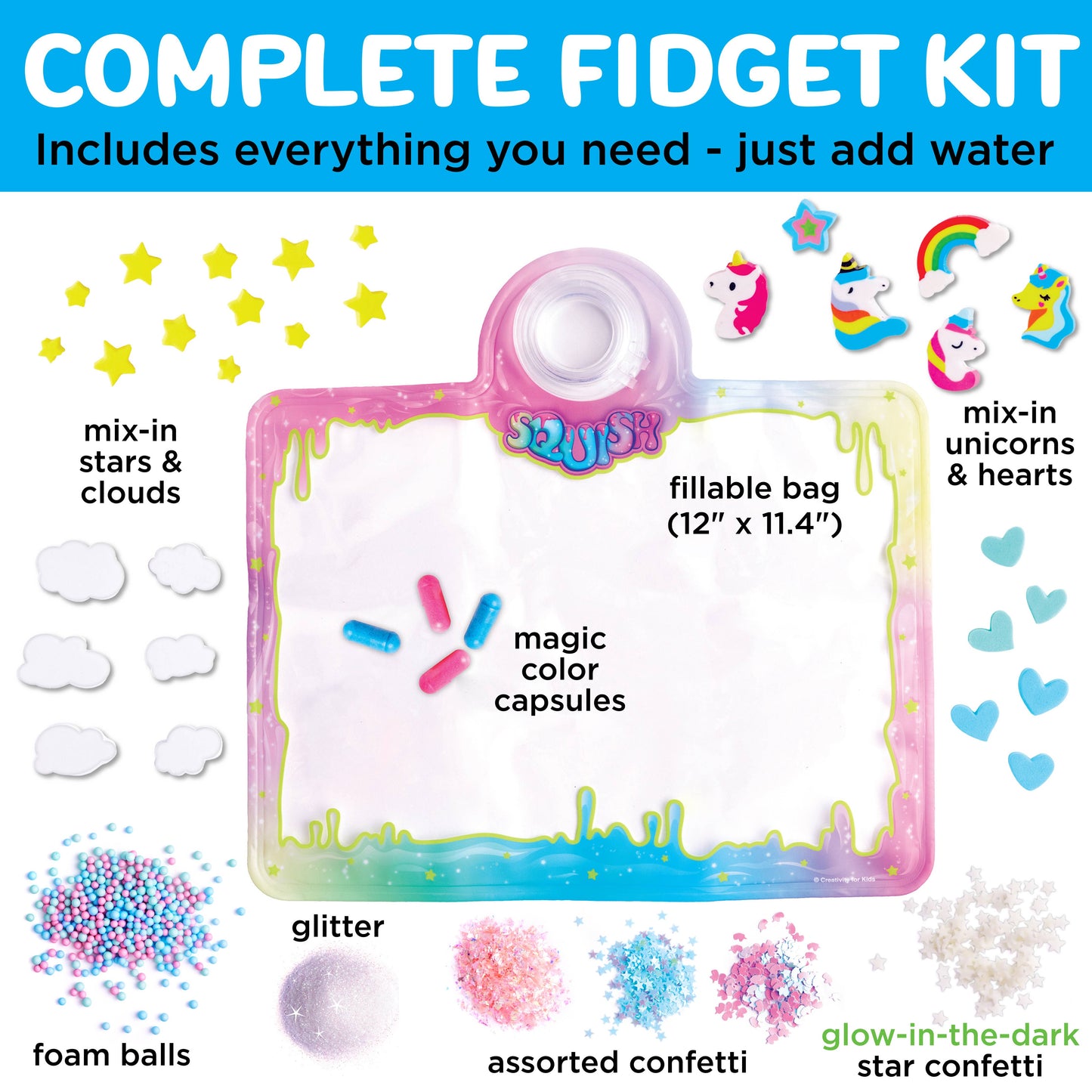 Mix and Make Your Own Super Squish Fidget Bag - Sparkle Unicorn