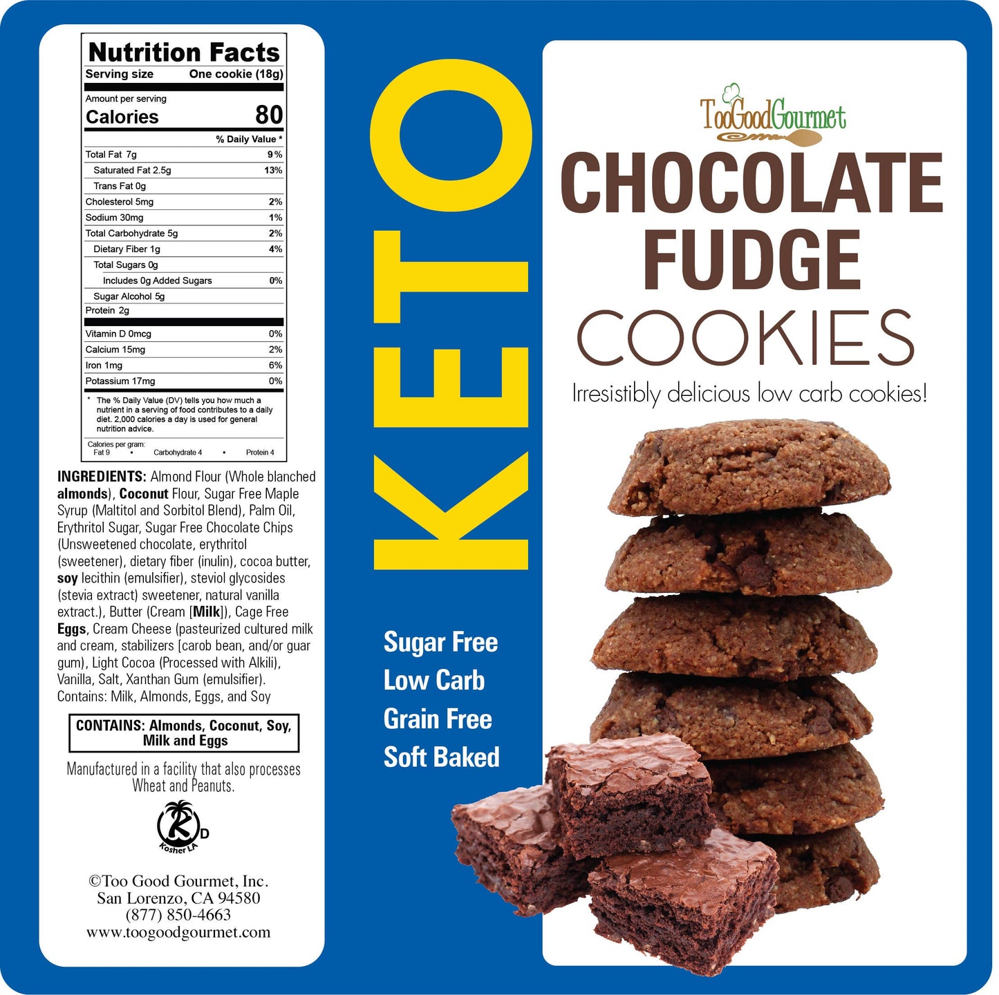 Too Good Gourmet - Keto Cookies (5oz) - Box 12 Count