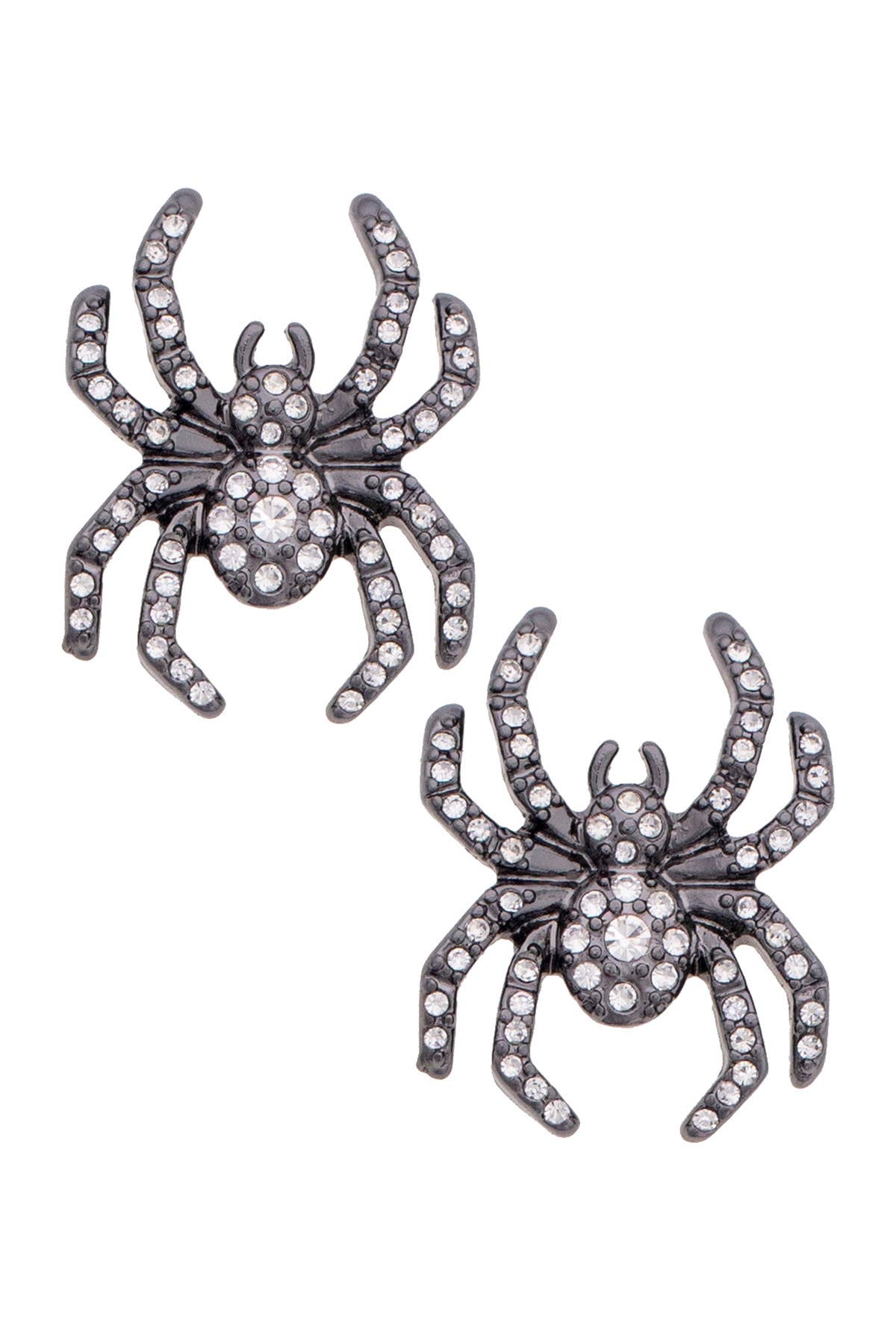 Canvas Style - Pave Spider Stud Earrings in Black