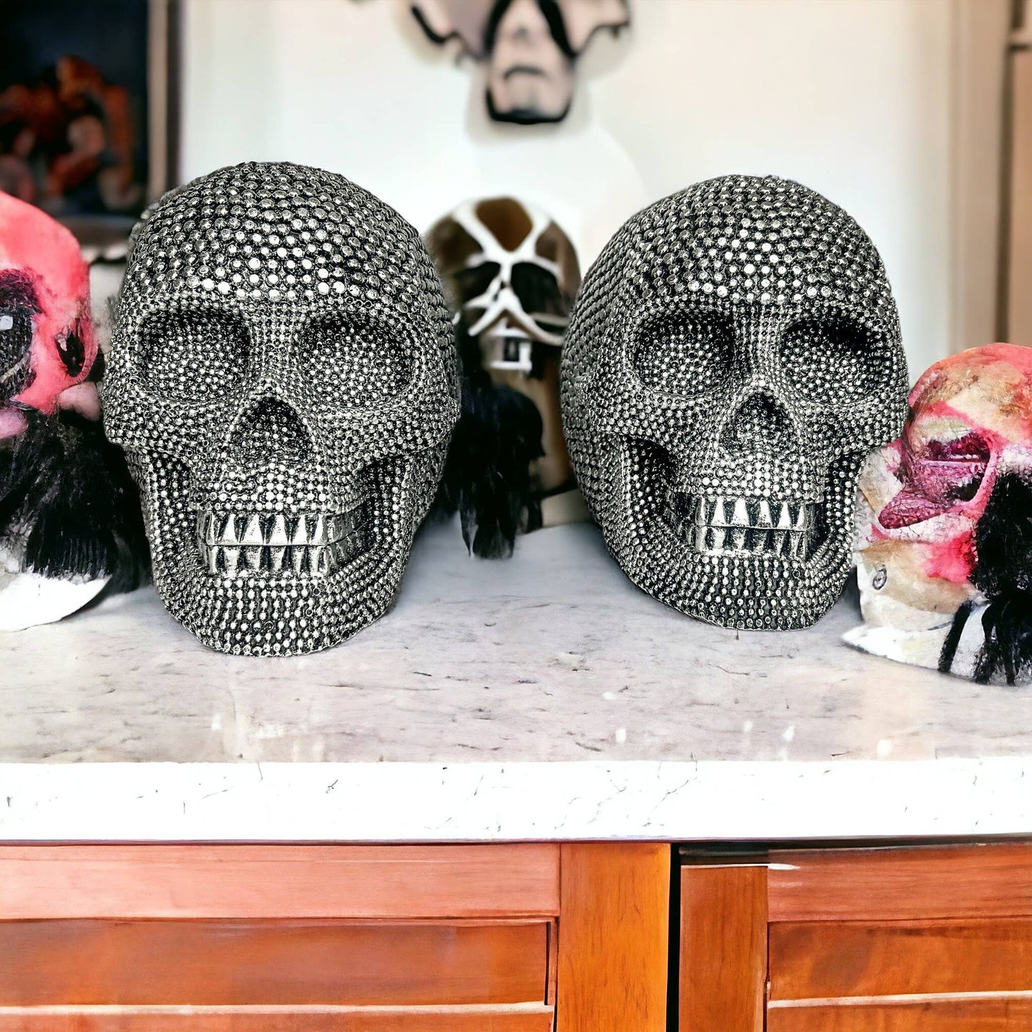 Gia Roma - Halloween Home Decor, Handmade Skeleton Head Statue Tabletop