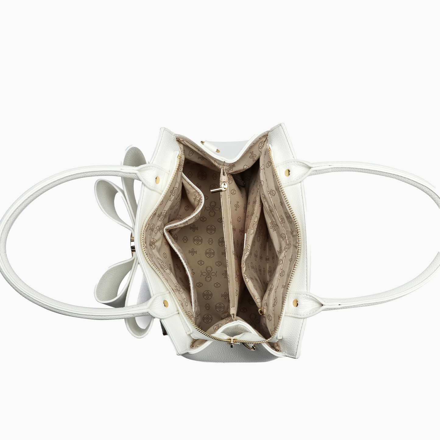 Poppy Bowtie Structured Top Handle Spring Shoulder Bag-  Beige