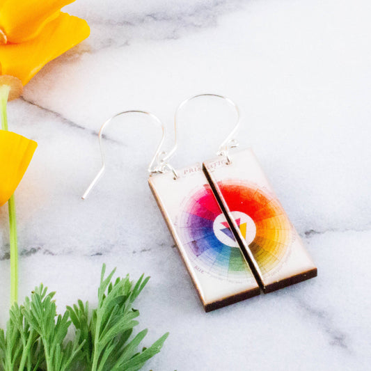 Vintage Color Wheel Rectangle Earrings