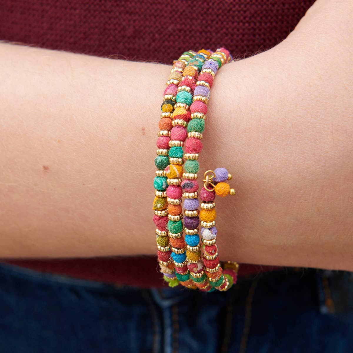 Kantha Milieu Wrap Bracelet-WorldFinds -