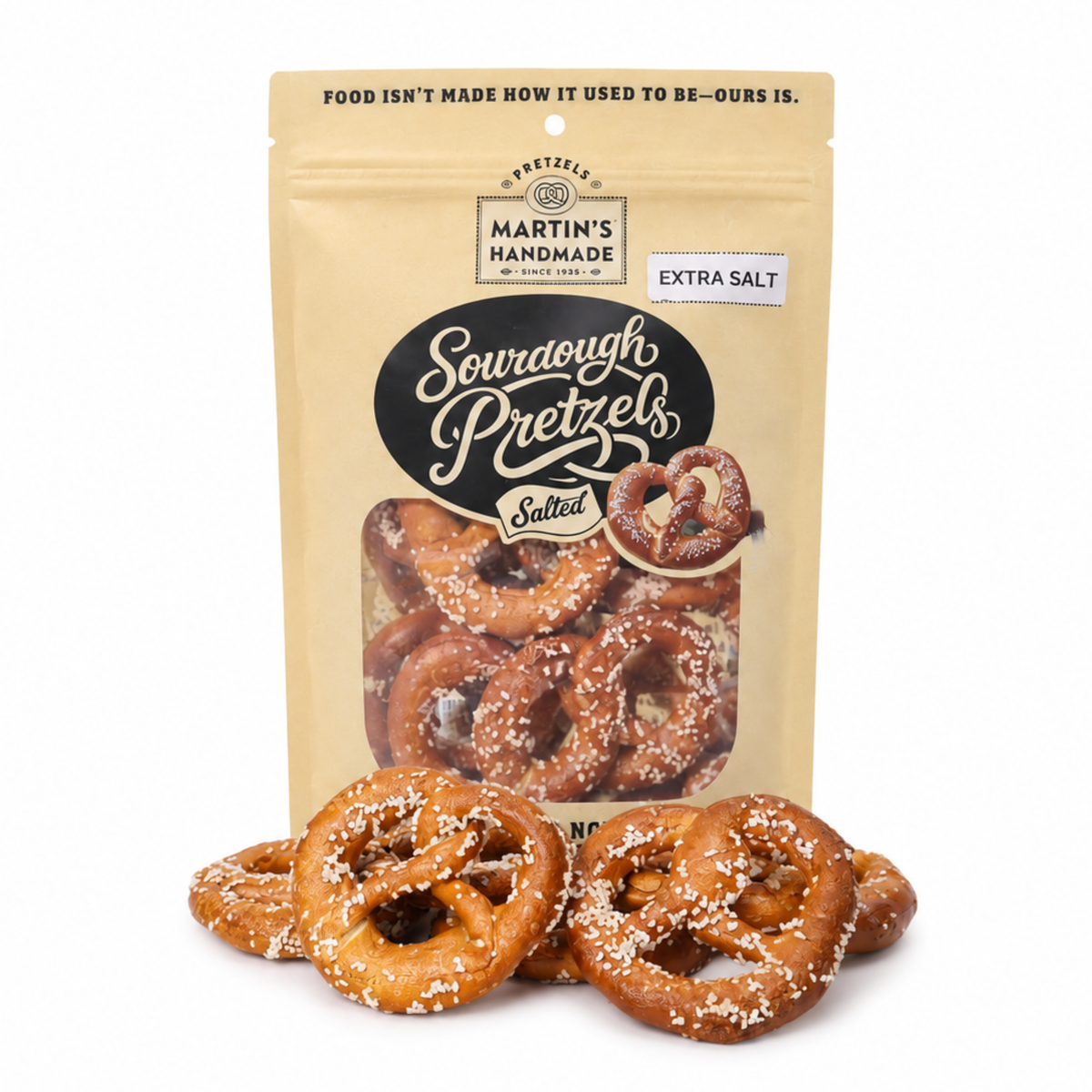 Martins Handmade Pretzels - Handmade Sourdough Pretzels, Salted - 8oz Bags