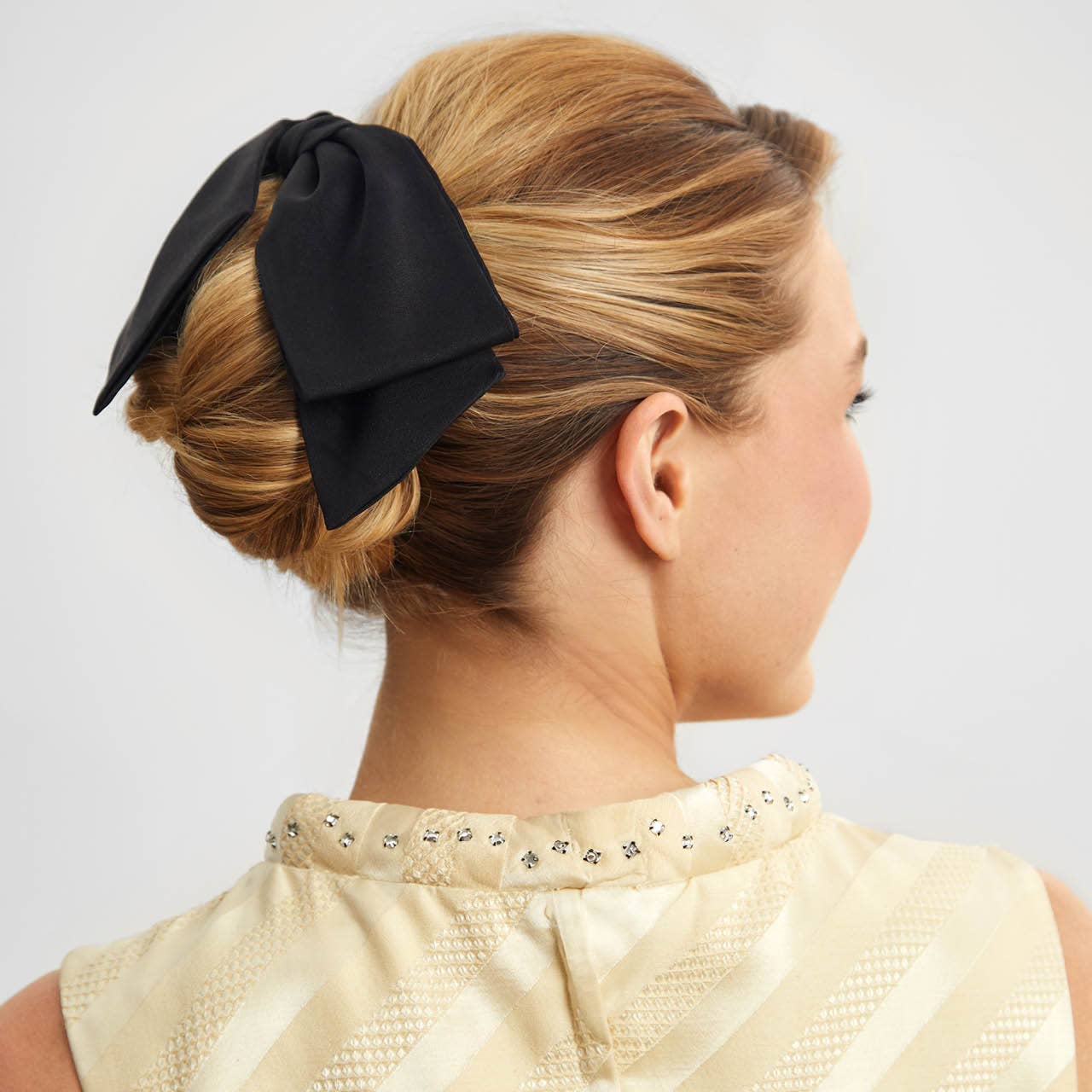 Recycled Fabric Bow Hair Clip 1pc- Black