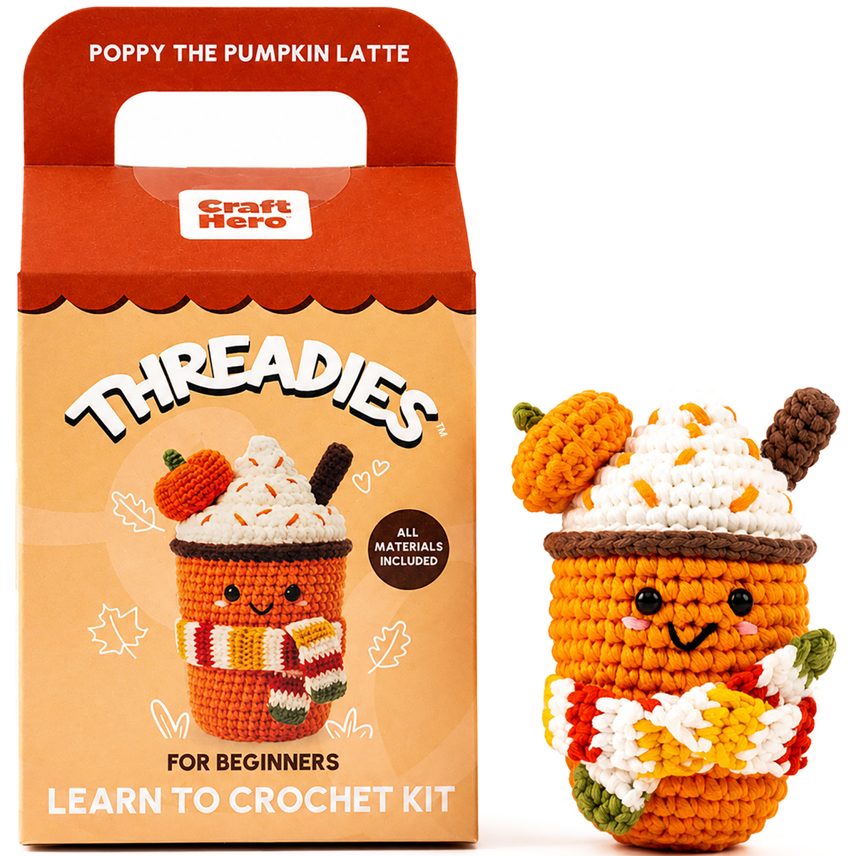 Craft Hero - Fall Crochet Kit for Beginners | Pumpkin Spice Latte | DIY