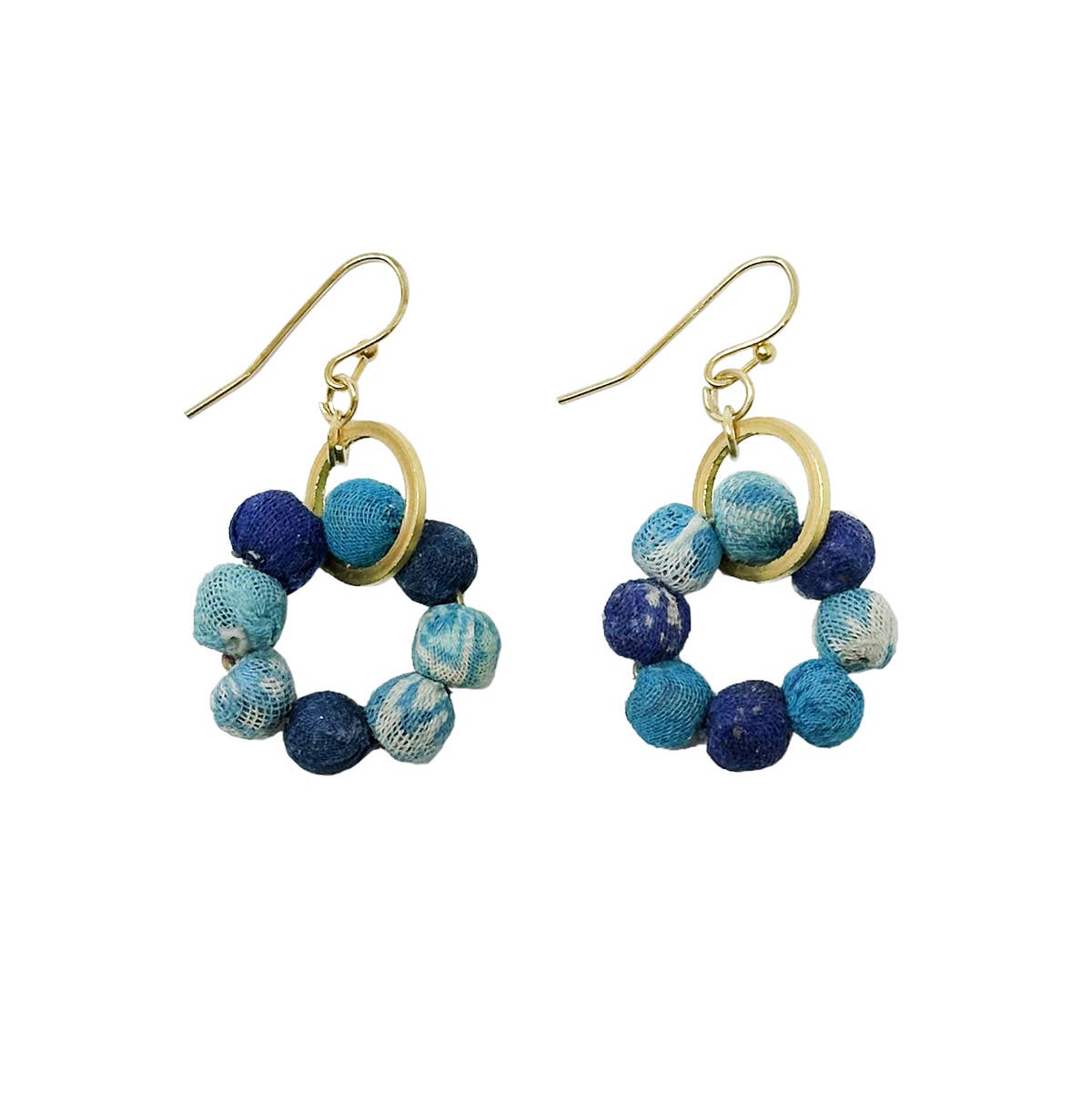 Kantha Azure Orbital Earrings-WorldFinds -