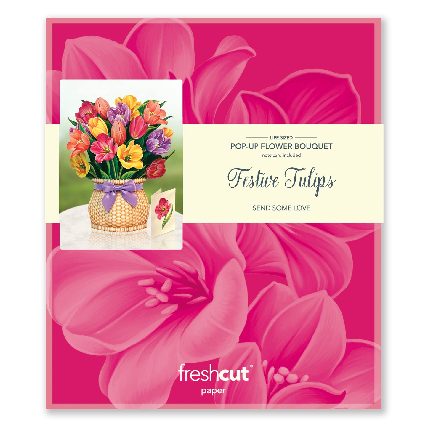 FreshCut Paper LLC - Festive Tulips (8 Pop-up Greeting Cards)