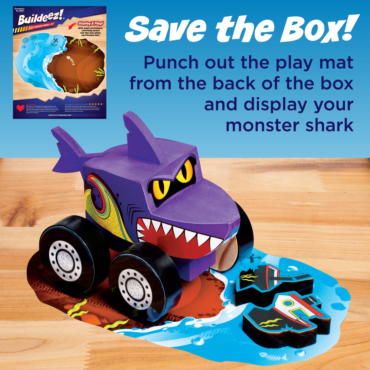 Faber-Castell / Creativity for Kids - Buildeez! Chomper Monster Shark - DIY Wooden Craft Kit