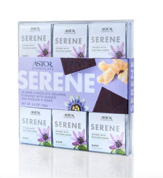 Serene – Herbal Ginger Passionflower 54% Dark Chocolate 18pc