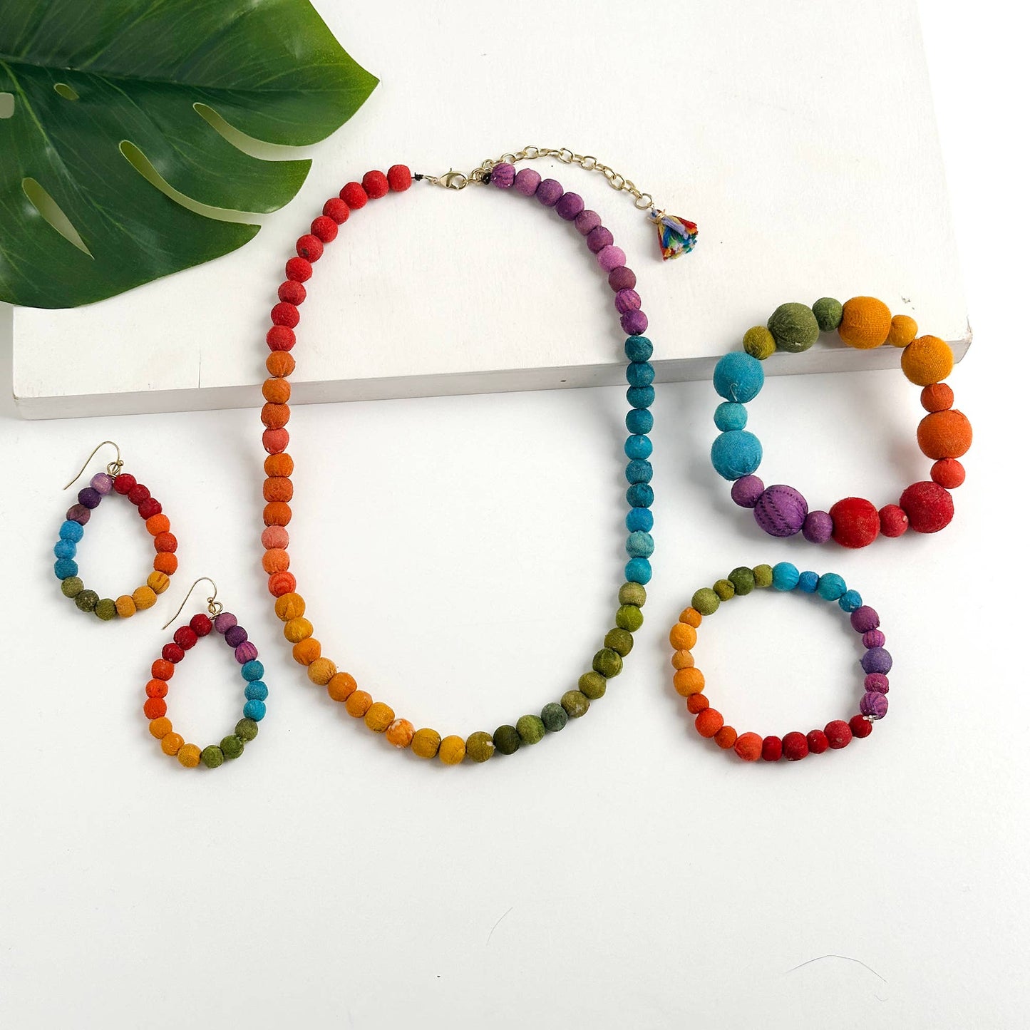 Kantha Prism Teardrop Earrings