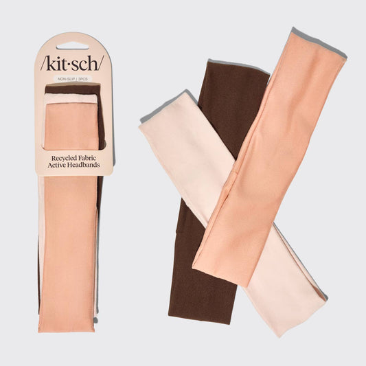 KITSCH - Recycled Fabric Active Headbands 3pc Set- Rosewood